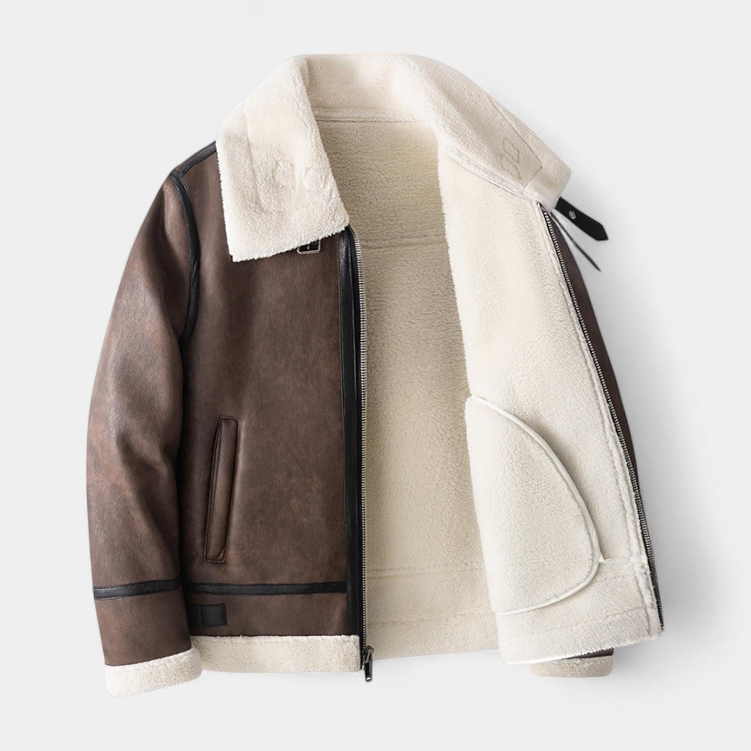 Men's Leather Aviator Jacket - Classic Design, Durable Genuine Leather, Perfect for Casual Wear and Outdoor Activities