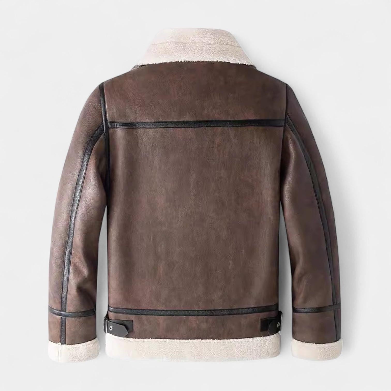 Men's Leather Aviator Jacket - Classic Design, Durable Genuine Leather, Perfect for Casual Wear and Outdoor Activities