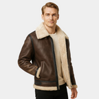 Men's Leather Aviator Jacket - Classic Design, Durable Genuine Leather, Perfect for Casual Wear and Outdoor Activities