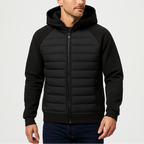 Men's Lightweight Quilted Hooded Bomber Jacket - Zip-Up Design for Casual Wear and Outdoor Activities