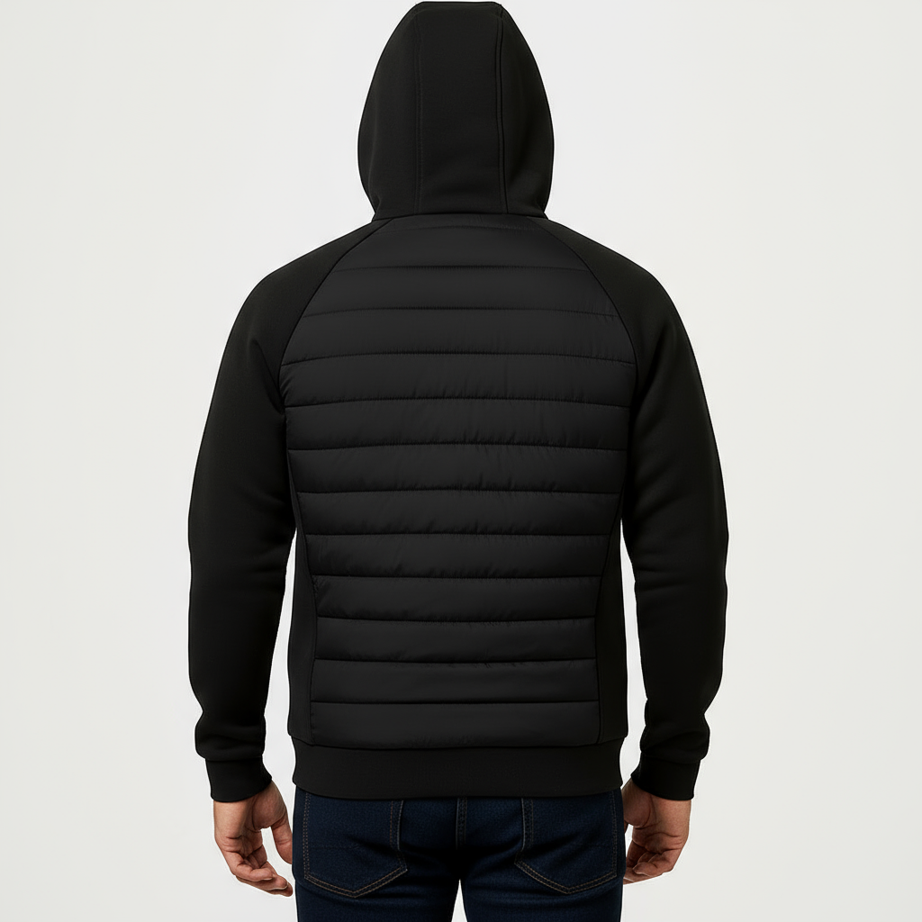 Men's Lightweight Quilted Hooded Bomber Jacket - Zip-Up Design for Casual Wear and Outdoor Activities