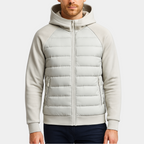 Men's Lightweight Quilted Hooded Bomber Jacket - Zip-Up Design for Casual Wear and Outdoor Activities