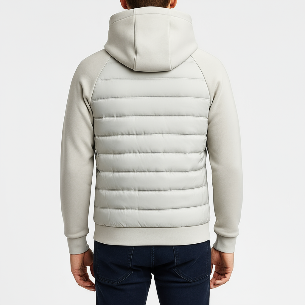 Men's Lightweight Quilted Hooded Bomber Jacket - Zip-Up Design for Casual Wear and Outdoor Activities