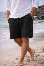 Men's Linen Blend Drawstring Shorts for Casual Wear and Comfort