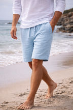Men's Linen Blend Drawstring Shorts for Casual Wear and Comfort