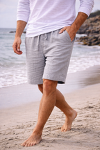 Men's Linen Blend Drawstring Shorts for Casual Wear and Comfort