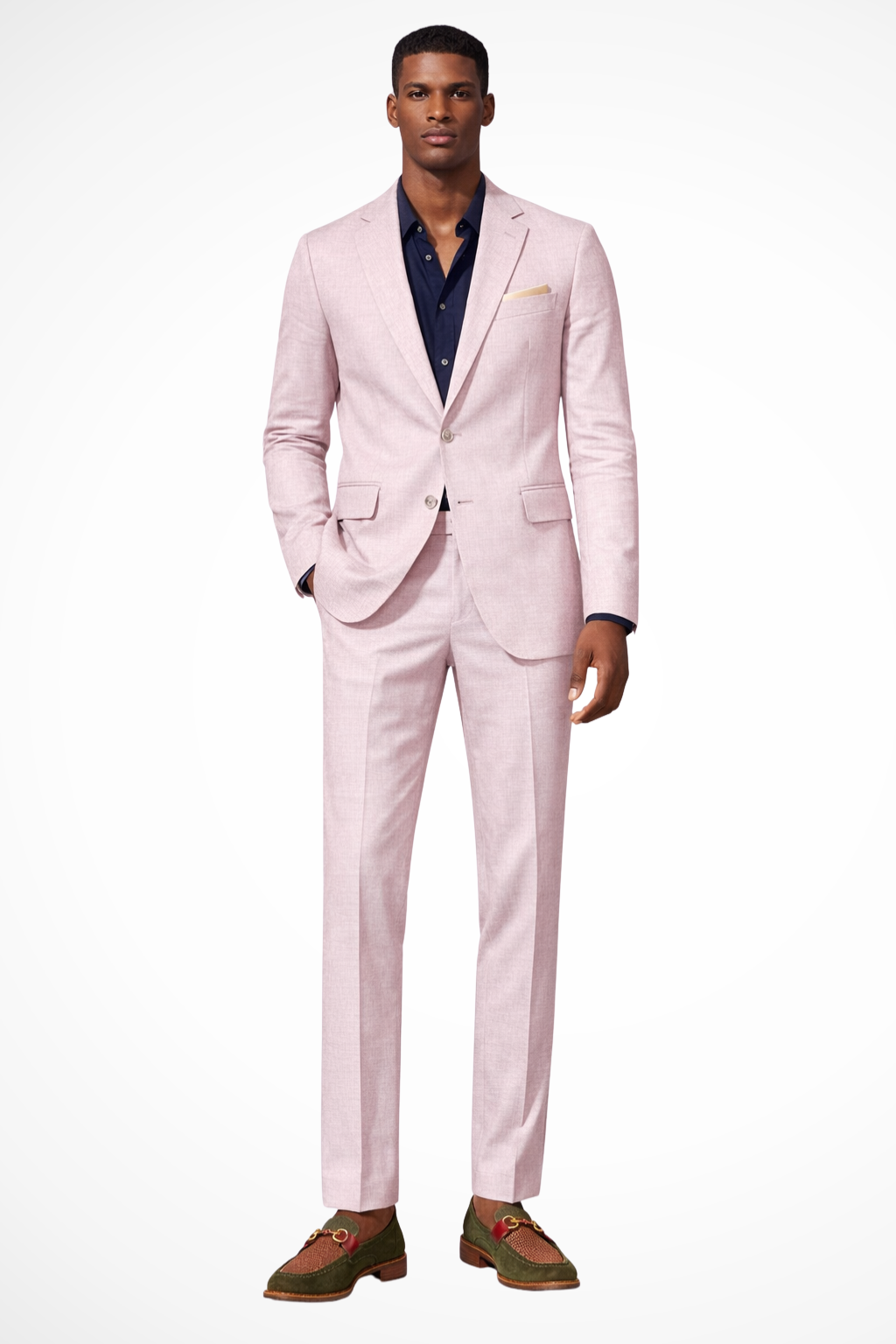 Men's Linen Notch Lapel Summer Wedding Suit - Single Breasted Design