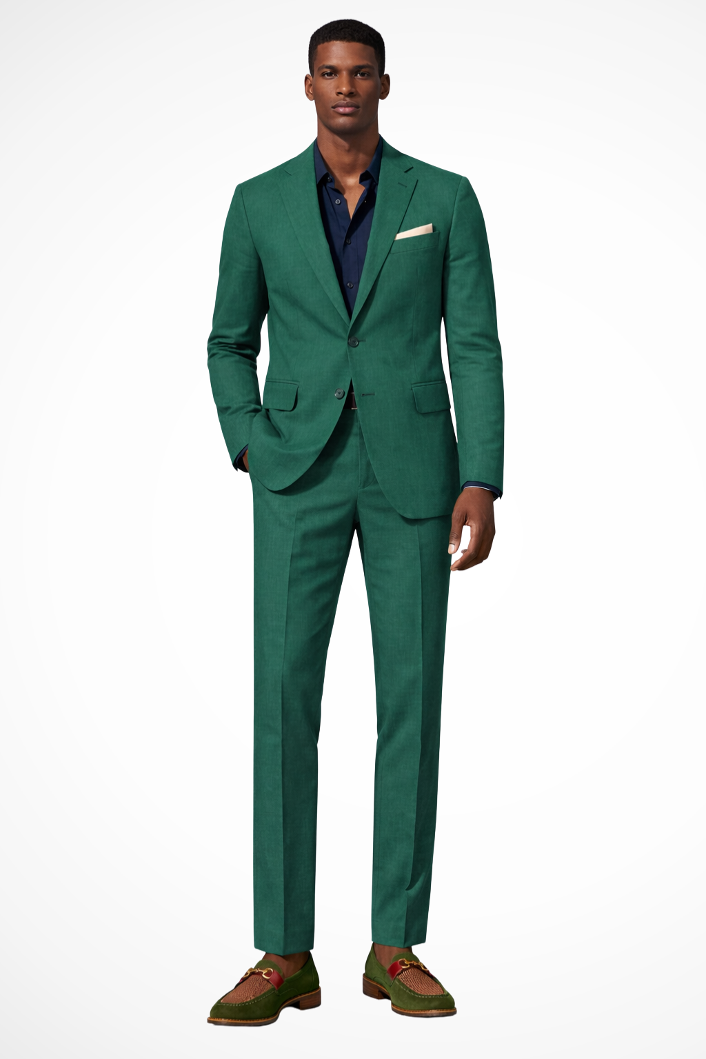 Men's Linen Notch Lapel Summer Wedding Suit - Single Breasted Design