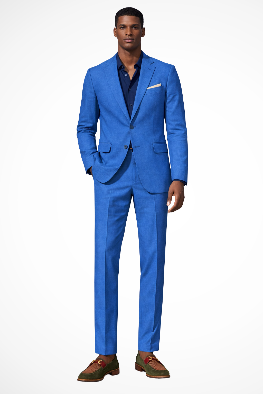 Men's Linen Notch Lapel Summer Wedding Suit - Single Breasted Design