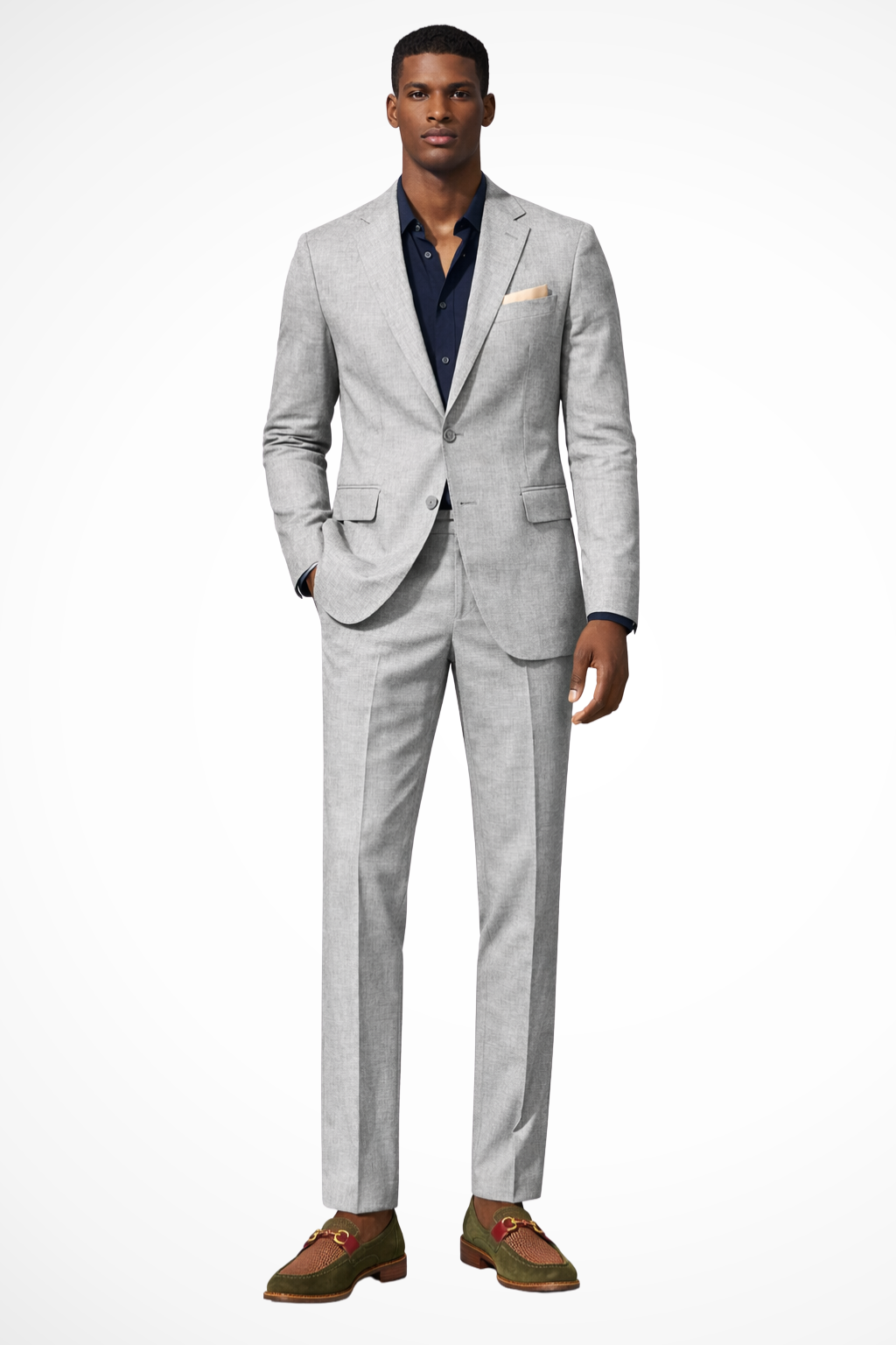 Men's Linen Notch Lapel Summer Wedding Suit - Single Breasted Design