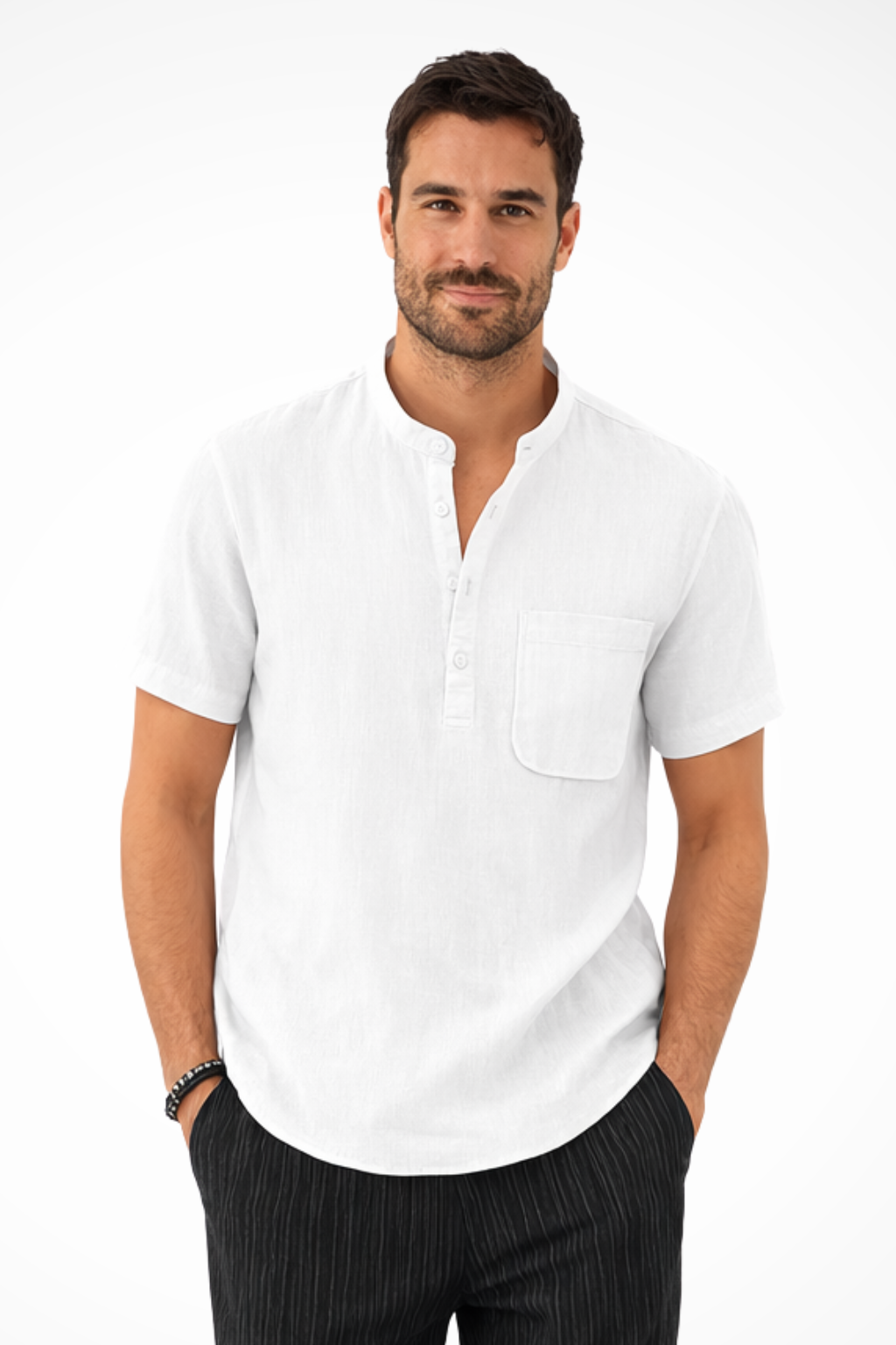 Men's Linen Short Sleeve Summer Shirt - Casual Lightweight Summer Wear