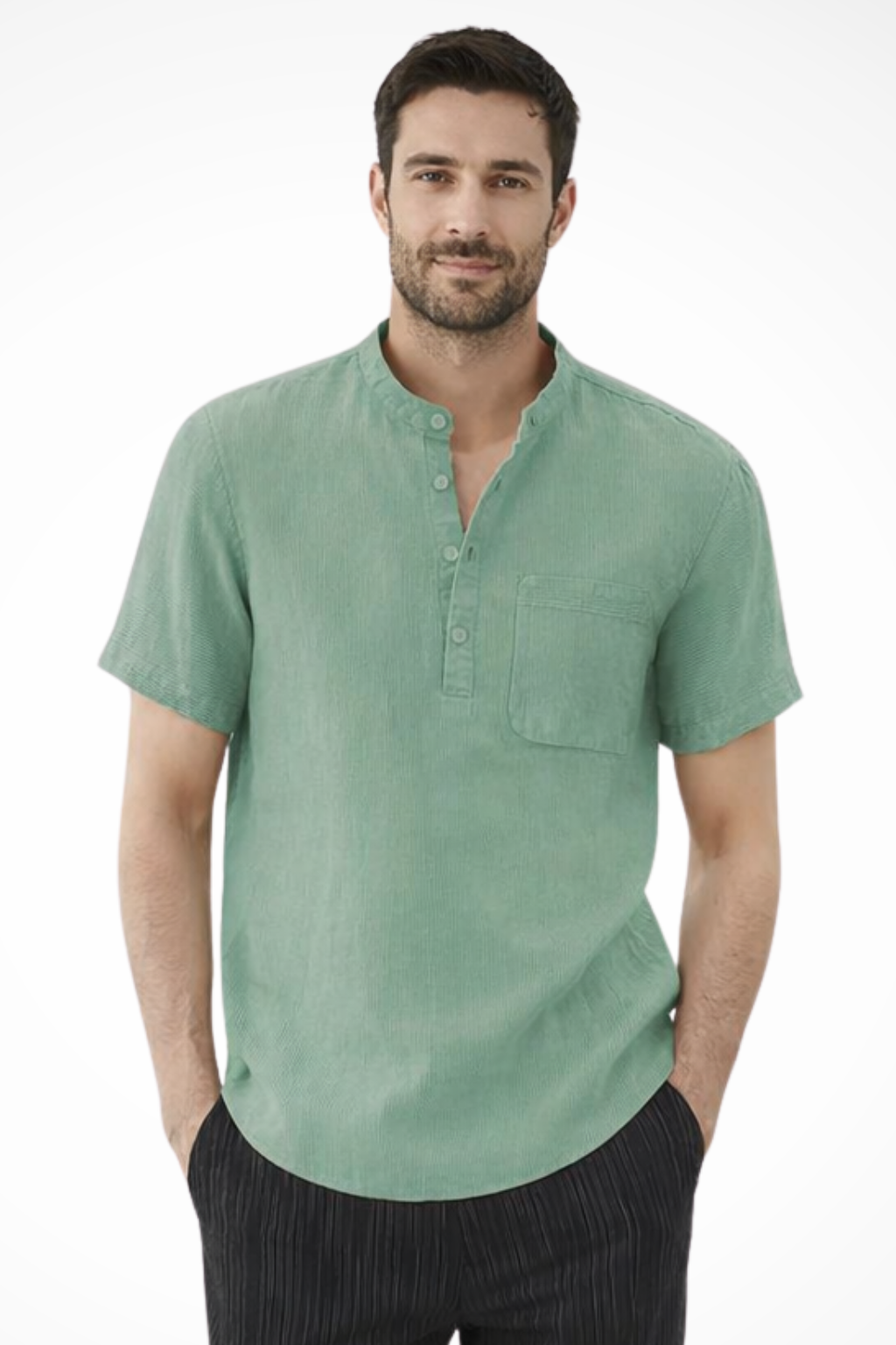Men's Linen Short Sleeve Summer Shirt - Casual Lightweight Summer Wear