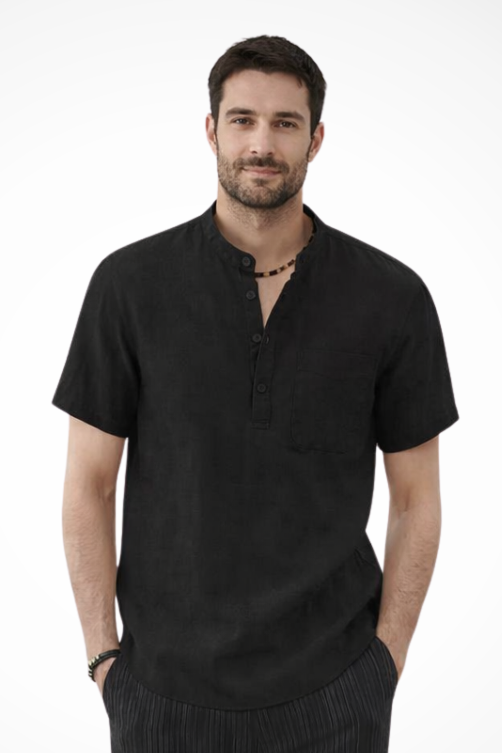 Men's Linen Short Sleeve Summer Shirt - Casual Lightweight Summer Wear