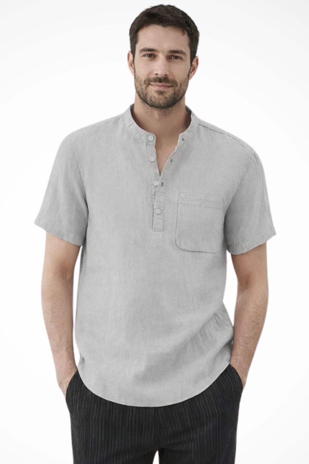 Men's Linen Short Sleeve Summer Shirt - Casual Lightweight Summer Wear