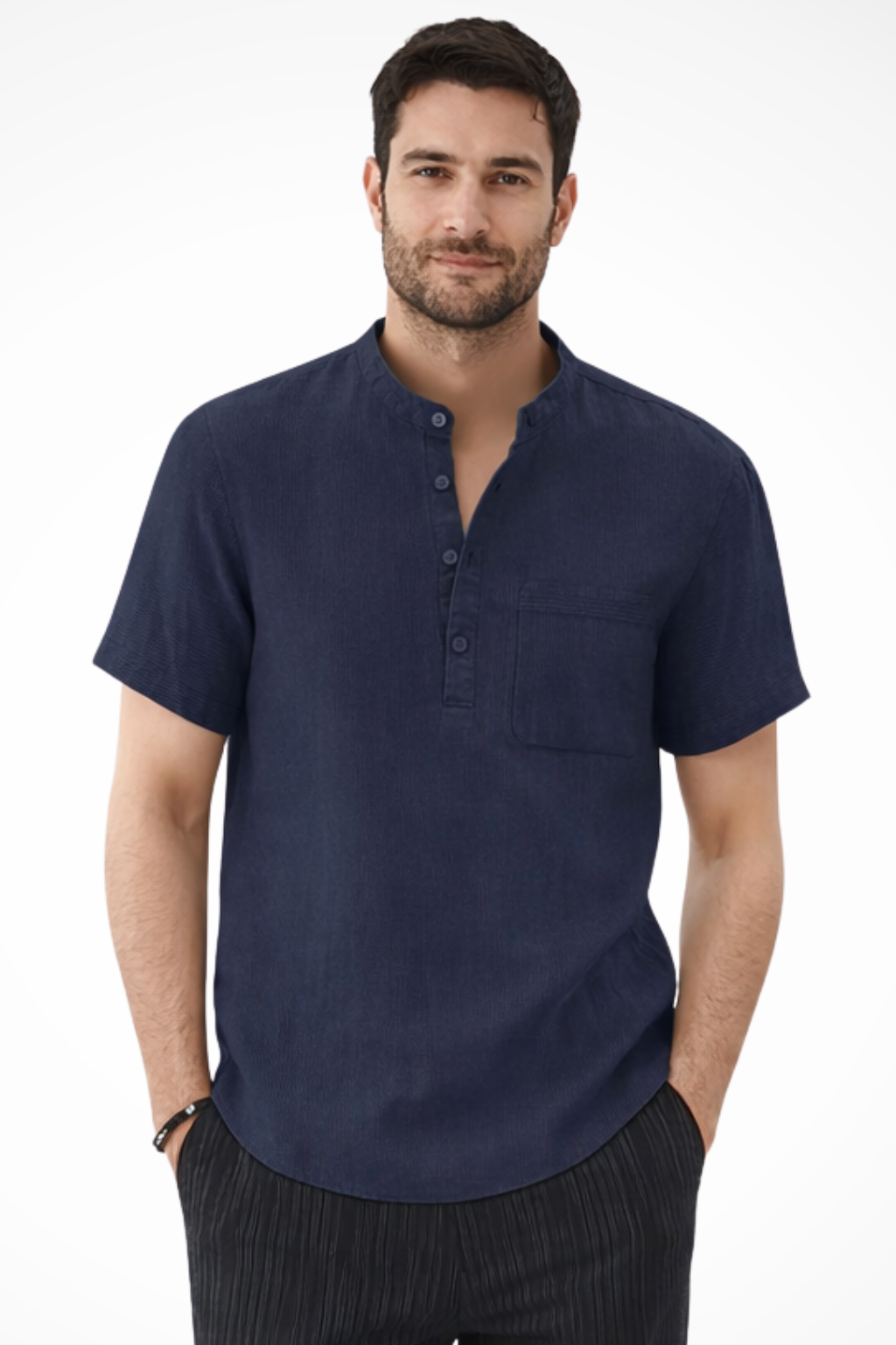 Men's Linen Short Sleeve Summer Shirt - Casual Lightweight Summer Wear