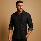 Men's Long Sleeve Cotton Shirt | Casual Style for Everyday Wear | Comfortable Fit and Versatile Design