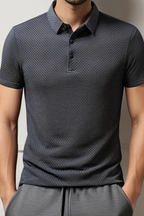 Men's Waffle Knit Short Sleeve Polo Shirt for Formal Occasions
