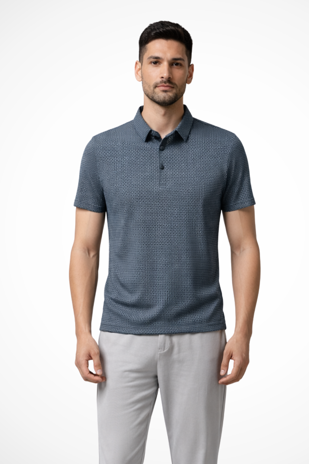 Men's Waffle Knit Short Sleeve Polo Shirt for Formal Occasions