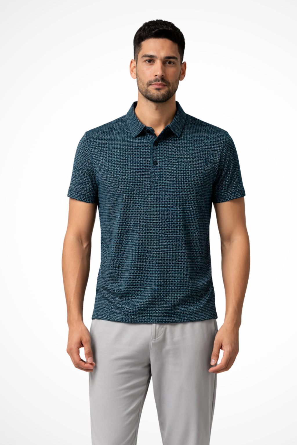 Men's Waffle Knit Short Sleeve Polo Shirt for Formal Occasions