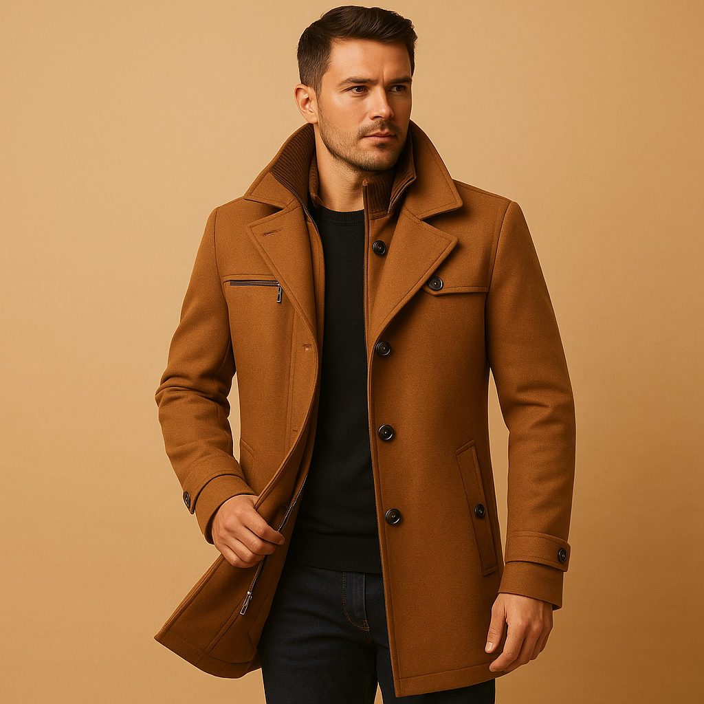 Men's Waterproof Winter Jacket - Adjustable Cuffs, Insulated Design for Cold Weather Outdoor Activities Brown