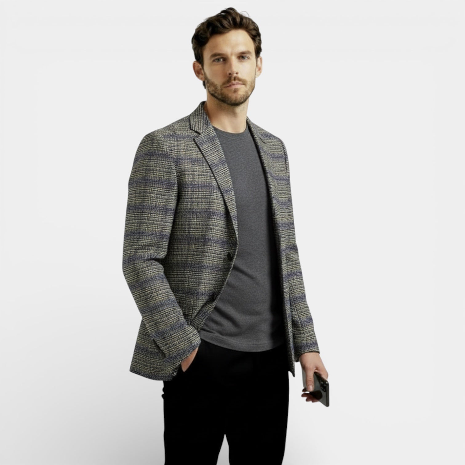 Men’s Wool Blend Textured Blazer – Tailored Modern Fit