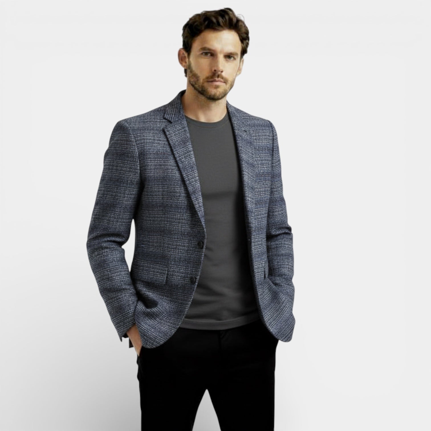 Men’s Wool Blend Textured Blazer – Tailored Modern Fit