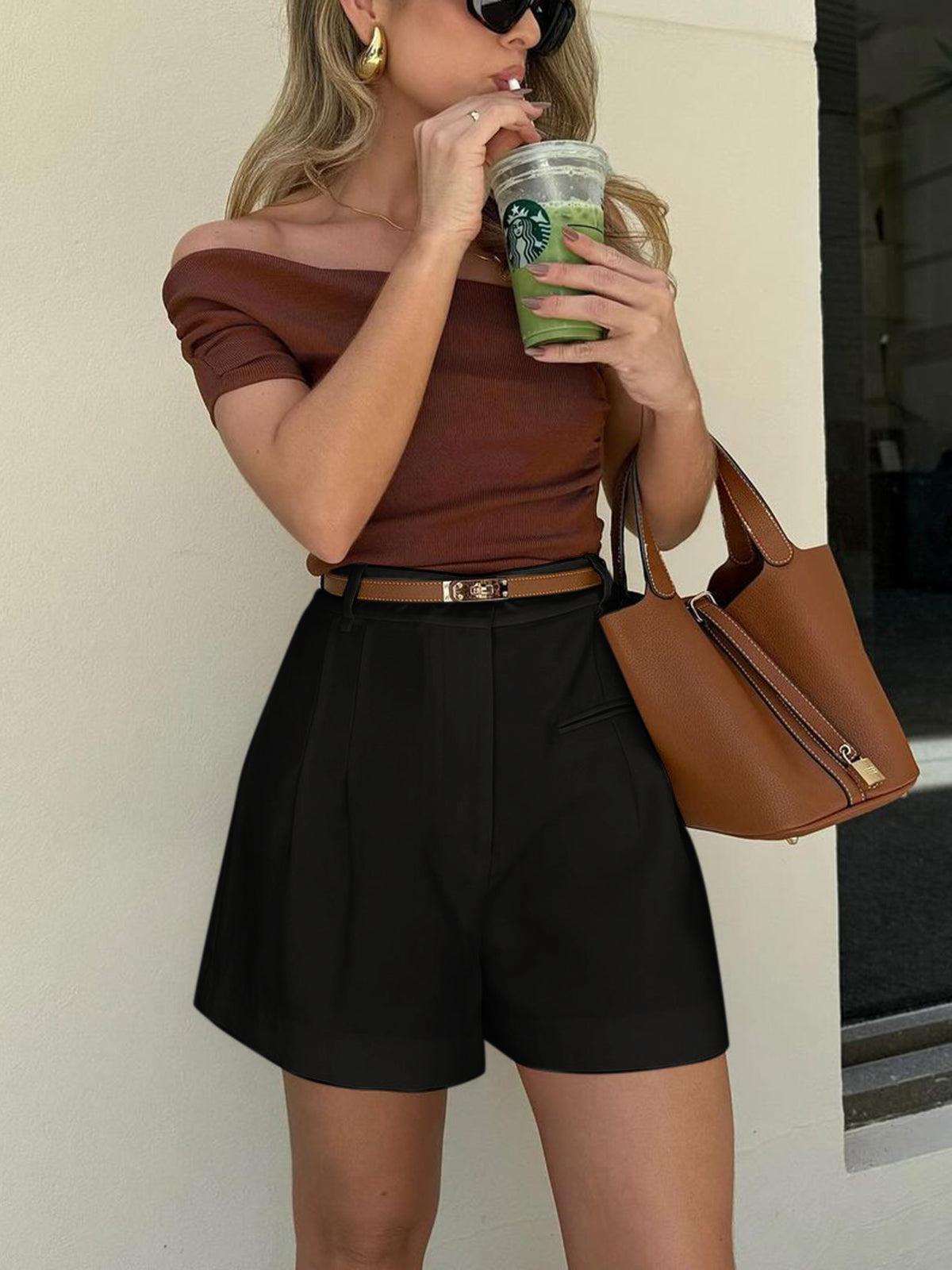Mid-Waist Tailored Shorts Without Belt - Comfortable Casual Summer Wear