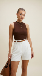 Mid-Waist Tailored Shorts Without Belt - Comfortable Casual Summer Wear