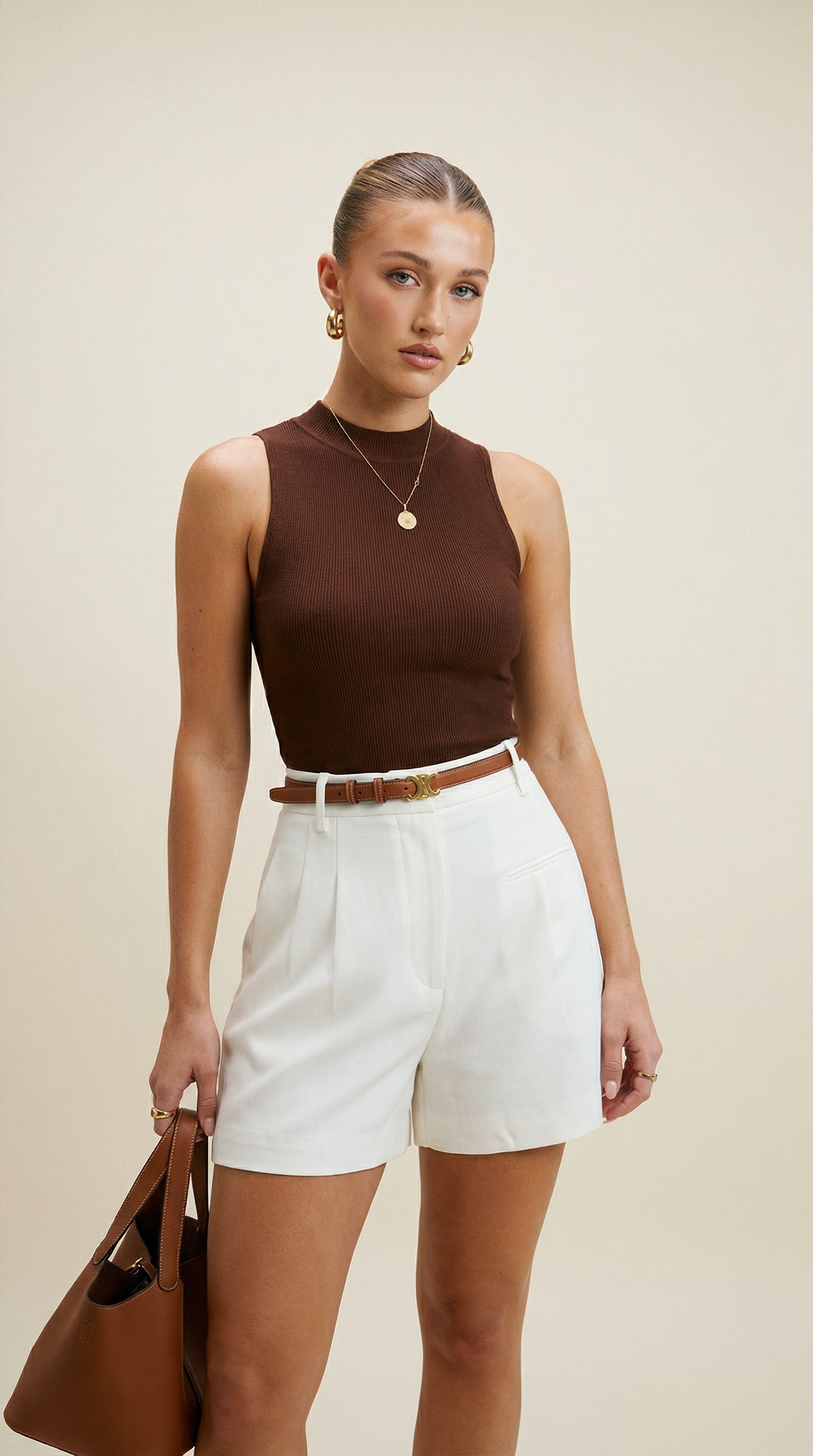 Mid-Waist Tailored Shorts Without Belt - Comfortable Casual Summer Wear