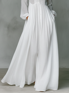 Minimalist Cotton Linen Maxi Dress with Stand-up Collar for Women