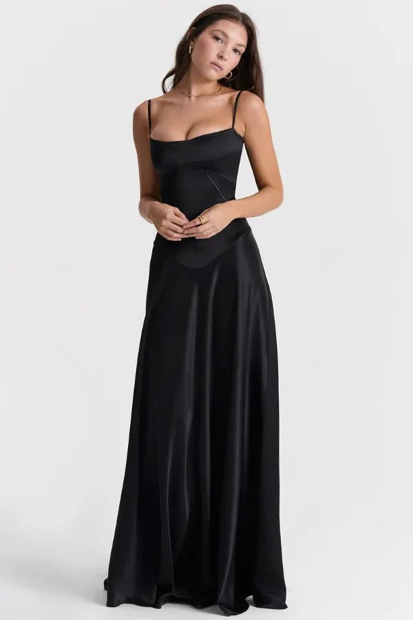 Satin Corset Maxi Dress for Women UK – Evening Gown Black Tie & Cocktail Attire