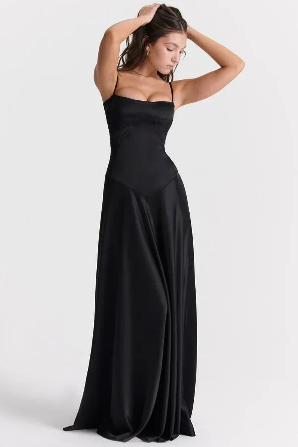 Satin Corset Maxi Dress for Women UK – Evening Gown Black Tie & Cocktail Attire