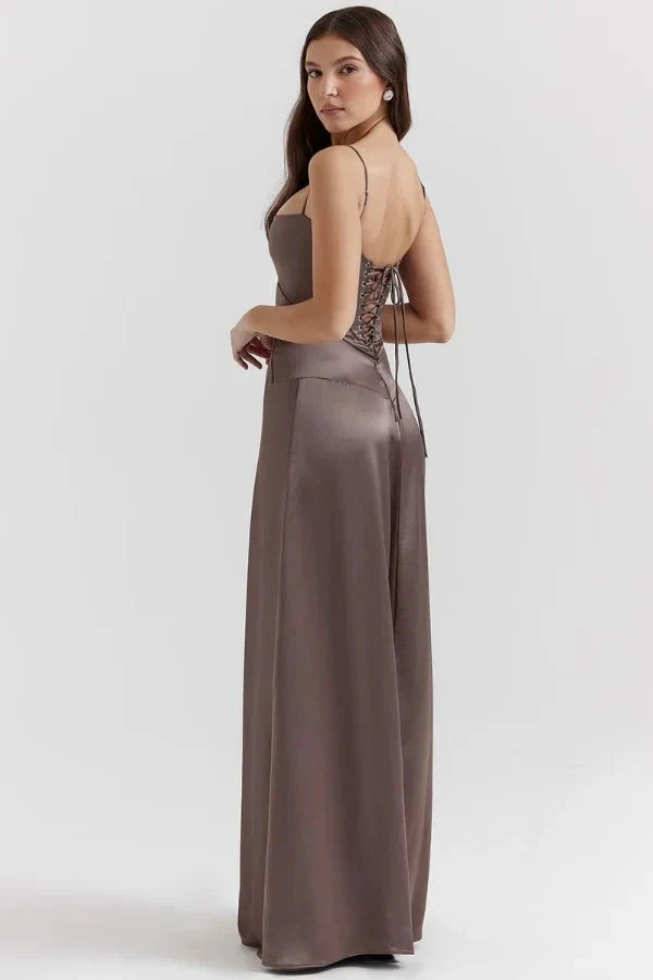 Satin Corset Maxi Dress for Women UK – Evening Gown Black Tie & Cocktail Attire