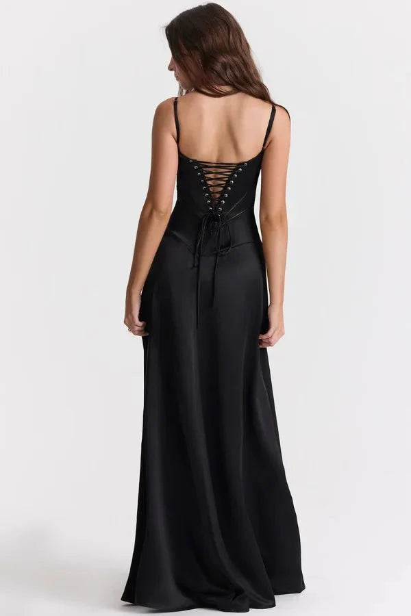 Satin Corset Maxi Dress for Women UK – Evening Gown Black Tie & Cocktail Attire