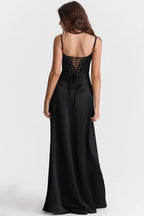 Satin Corset Maxi Dress for Women UK – Evening Gown Black Tie & Cocktail Attire