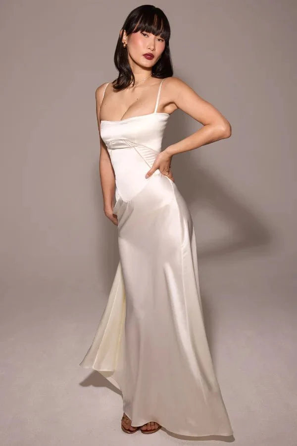 Satin Corset Maxi Dress for Women UK – Evening Gown Black Tie & Cocktail Attire