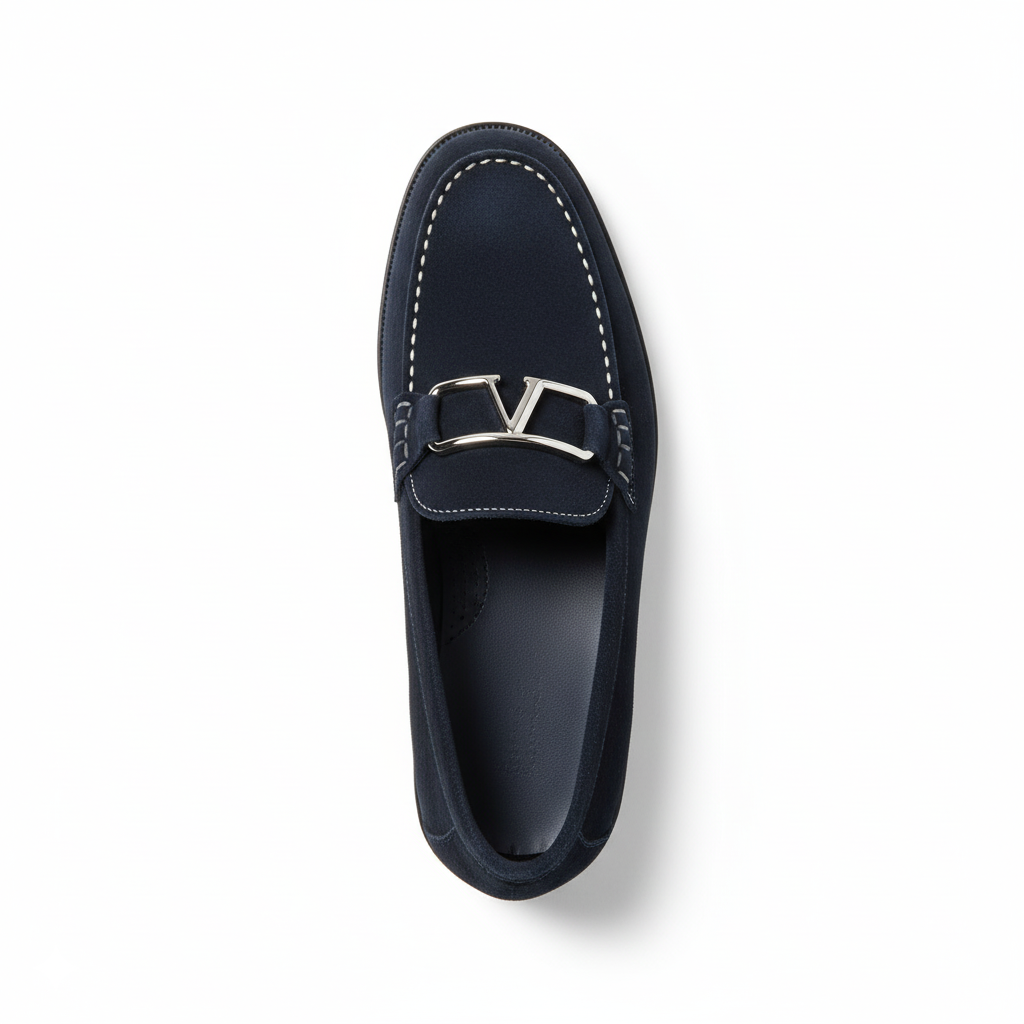 Navy Blue Suede Loafers for Men