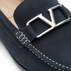 Navy Blue Suede Loafers for Men