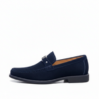 Navy Blue Suede Loafers for Men