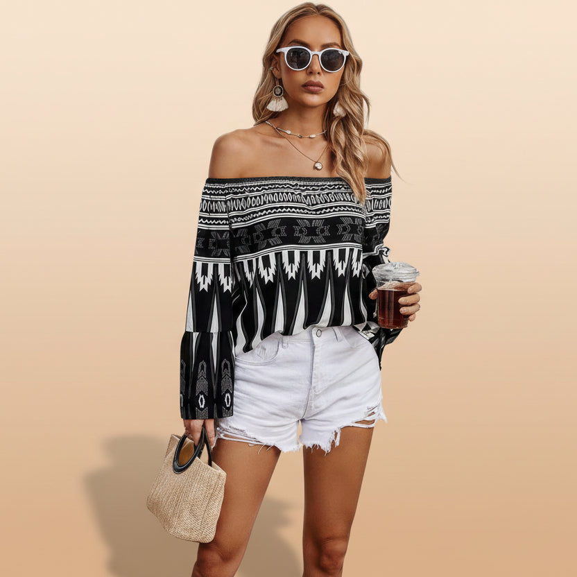 Off Shoulder Butterfly Sleeve Blouse - Lightweight Casual Top for Women