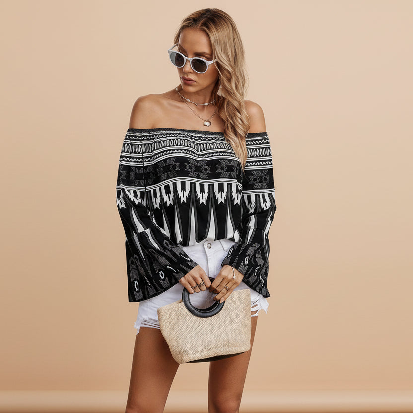 Off Shoulder Butterfly Sleeve Blouse - Lightweight Casual Top for Women