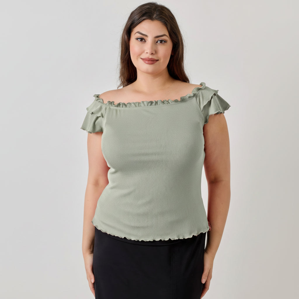 Off-Shoulder Double Ruffle Top - Lightweight Casual Blouse for Women