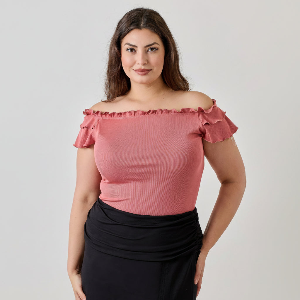 Off-Shoulder Double Ruffle Top - Lightweight Casual Blouse for Women