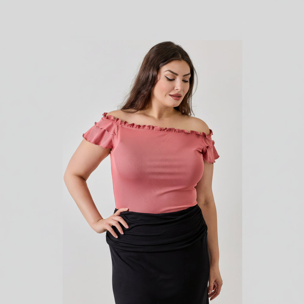 Off-Shoulder Double Ruffle Top - Lightweight Casual Blouse for Women