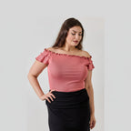 Off-Shoulder Double Ruffle Top - Lightweight Casual Blouse for Women