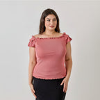 Off-Shoulder Double Ruffle Top - Lightweight Casual Blouse for Women