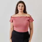 Off-Shoulder Double Ruffle Top - Lightweight Casual Blouse for Women