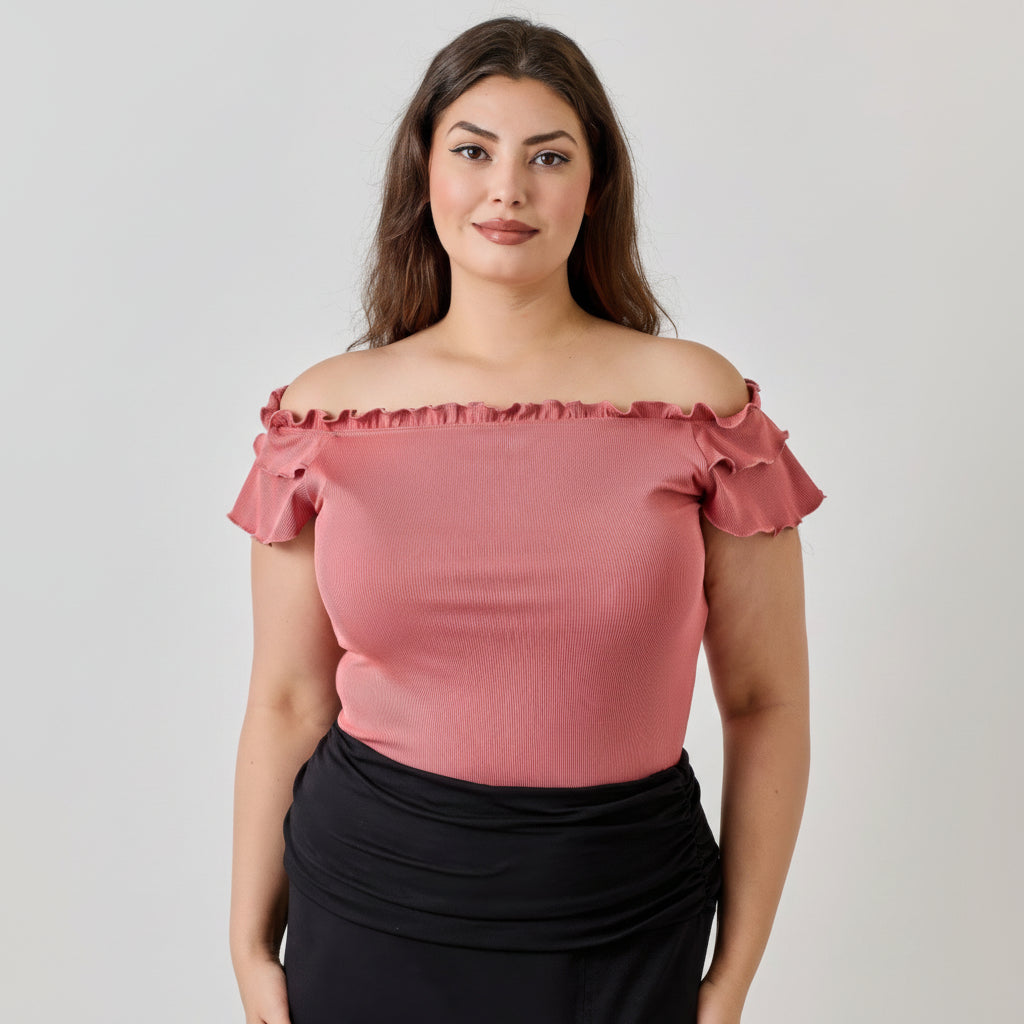 Off-Shoulder Double Ruffle Top - Lightweight Casual Blouse for Women