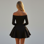 Off-Shoulder Mini Dress - Lightweight Fabric - Casual Summer Wear