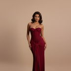 Off-Shoulder Strapless Evening Gown in Radiant Fabric for Formal Events and Special Occasions